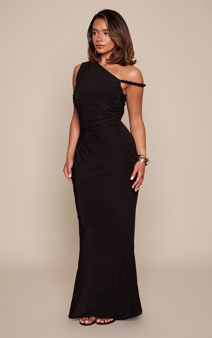 Shape Black Twist Detail Slinky Maxi Dress  image 3