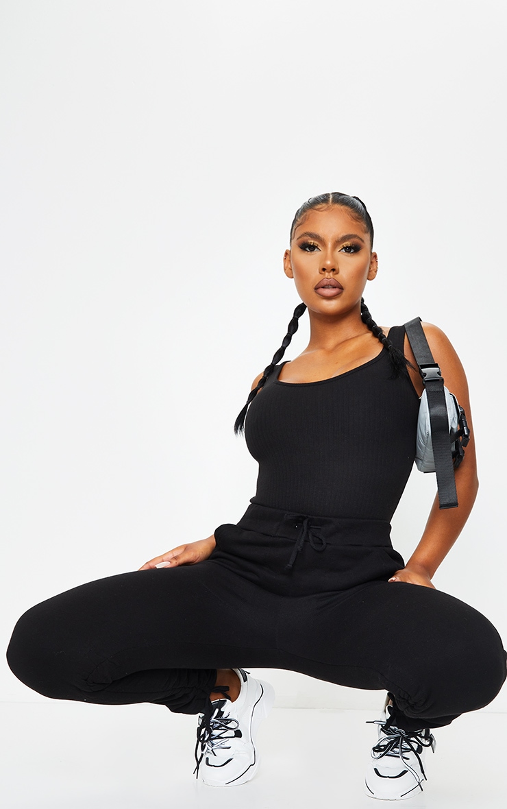 Black Ruched Leg Joggers