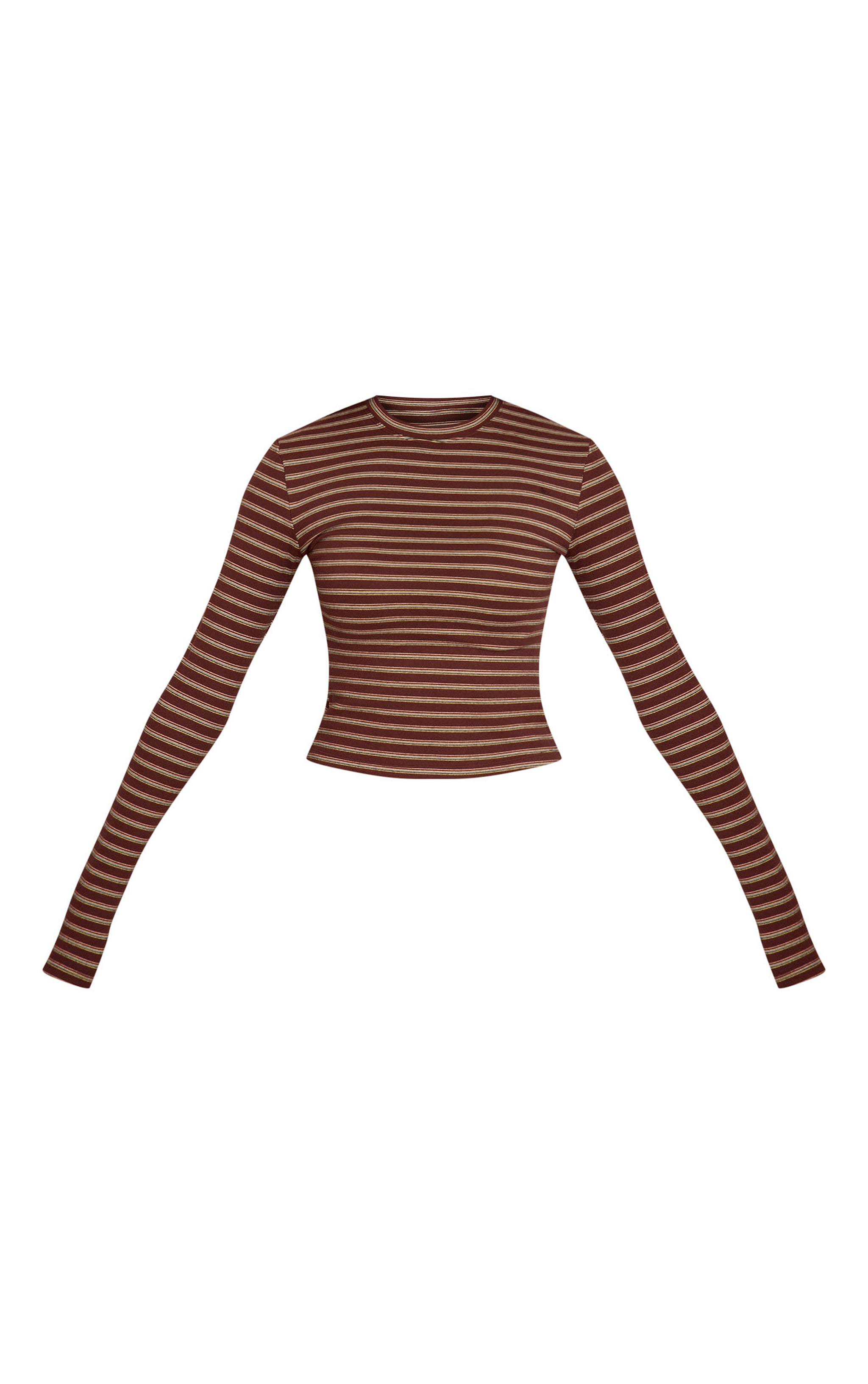 Chocolate Striped Soft Fleece Long Sleeve Top image 5