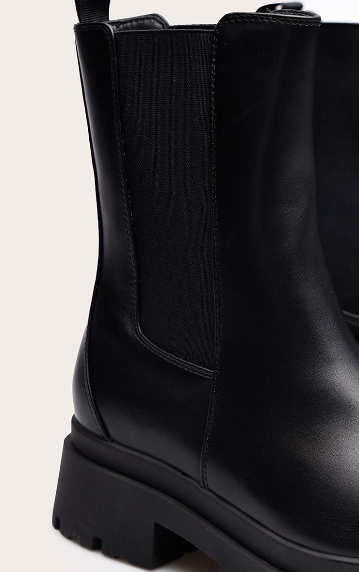 Black PU Chunky Sole Chelsea Boots image 5