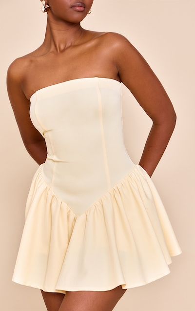 Butter Yellow Woven Bandeau Dropped Waist Playsuit