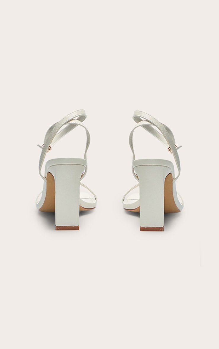 Cream Square Toe Slim Block Heel Barely There Sandal image 4