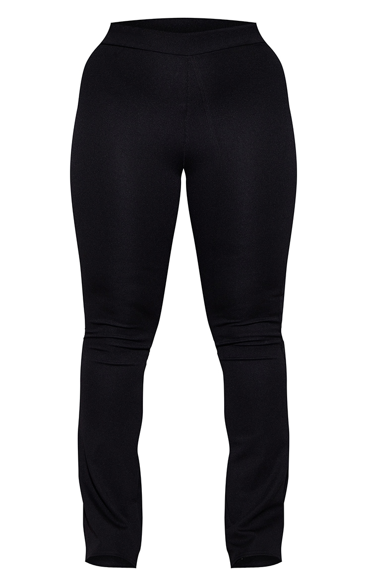 Shape Black Soft Rib Flared Pants image 5