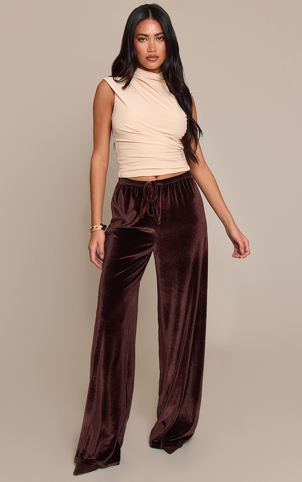 Chocolate Velvet Drawstring Pants