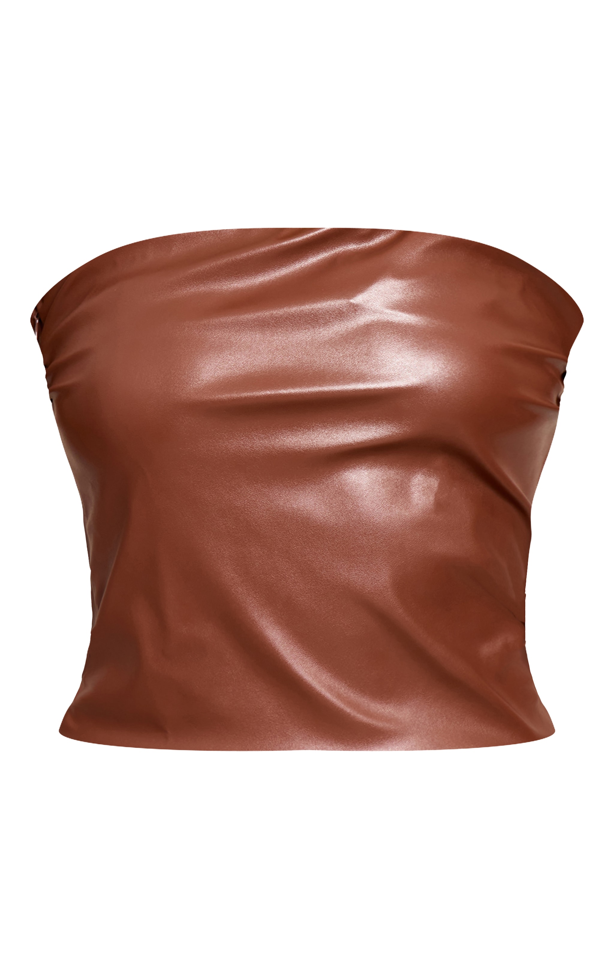Top bandeau ajusté en PU marron clair image 5