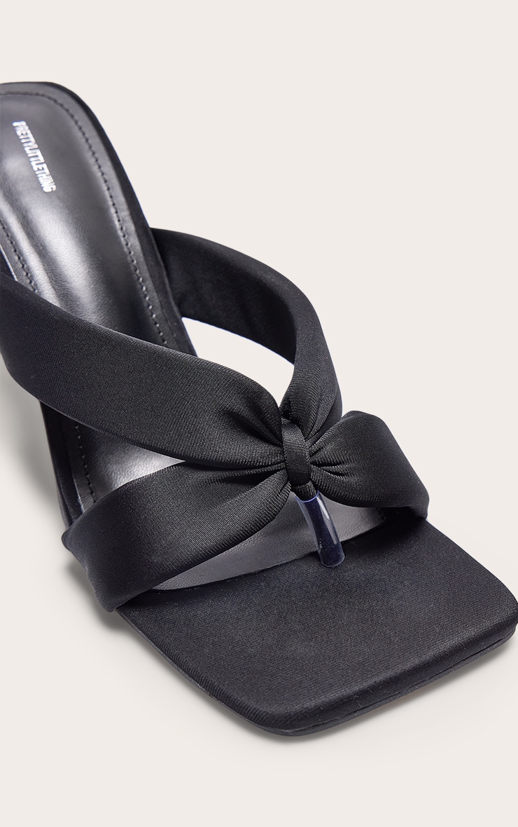 登場! Black Square Toe Thong Padded Heeled Mules | Footwear 靴