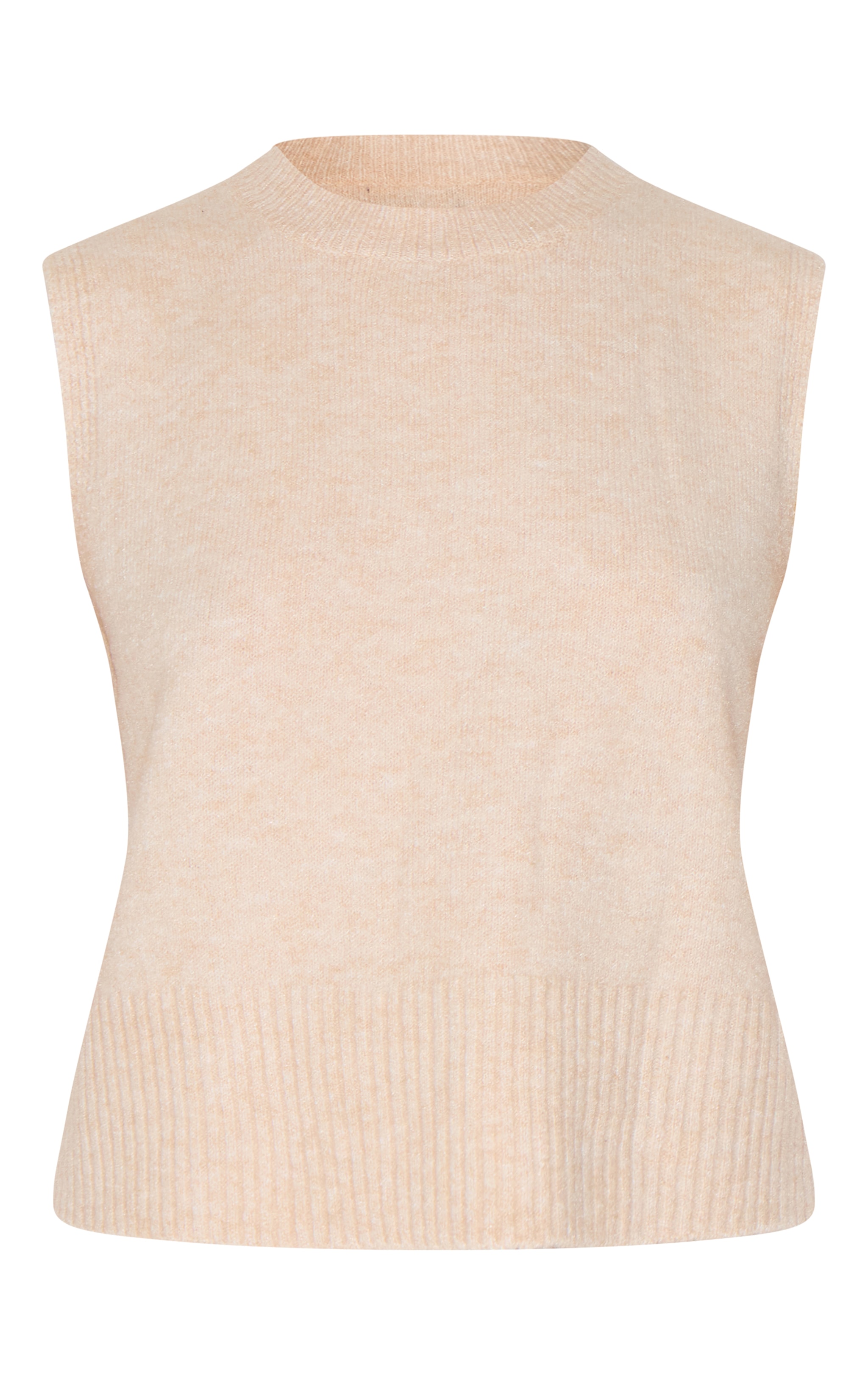 Oatmeal Marl Soft Knit High Neck Sleeveless Top image 5