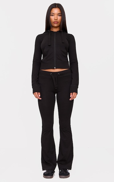 Black Low Rise Skinny Flare Pants