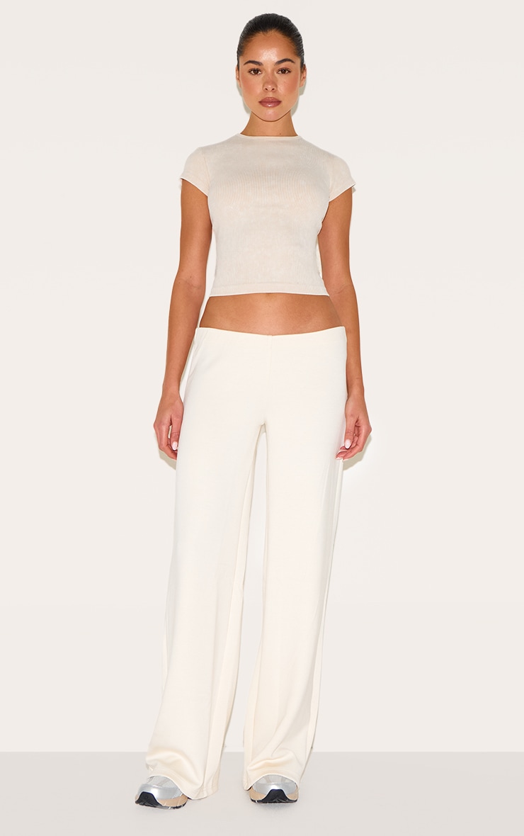Pantalon large doux crème à taille basse image 2