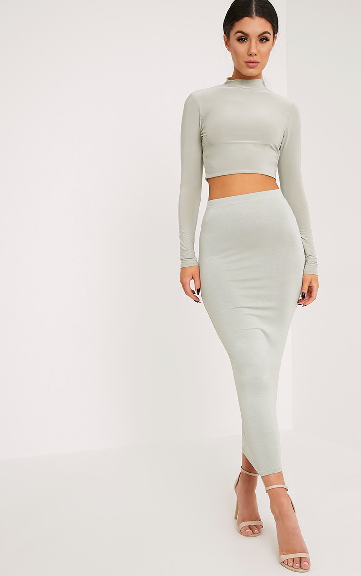 Basic Sage Green Midaxi Skirt Skirts PrettyLittleThing