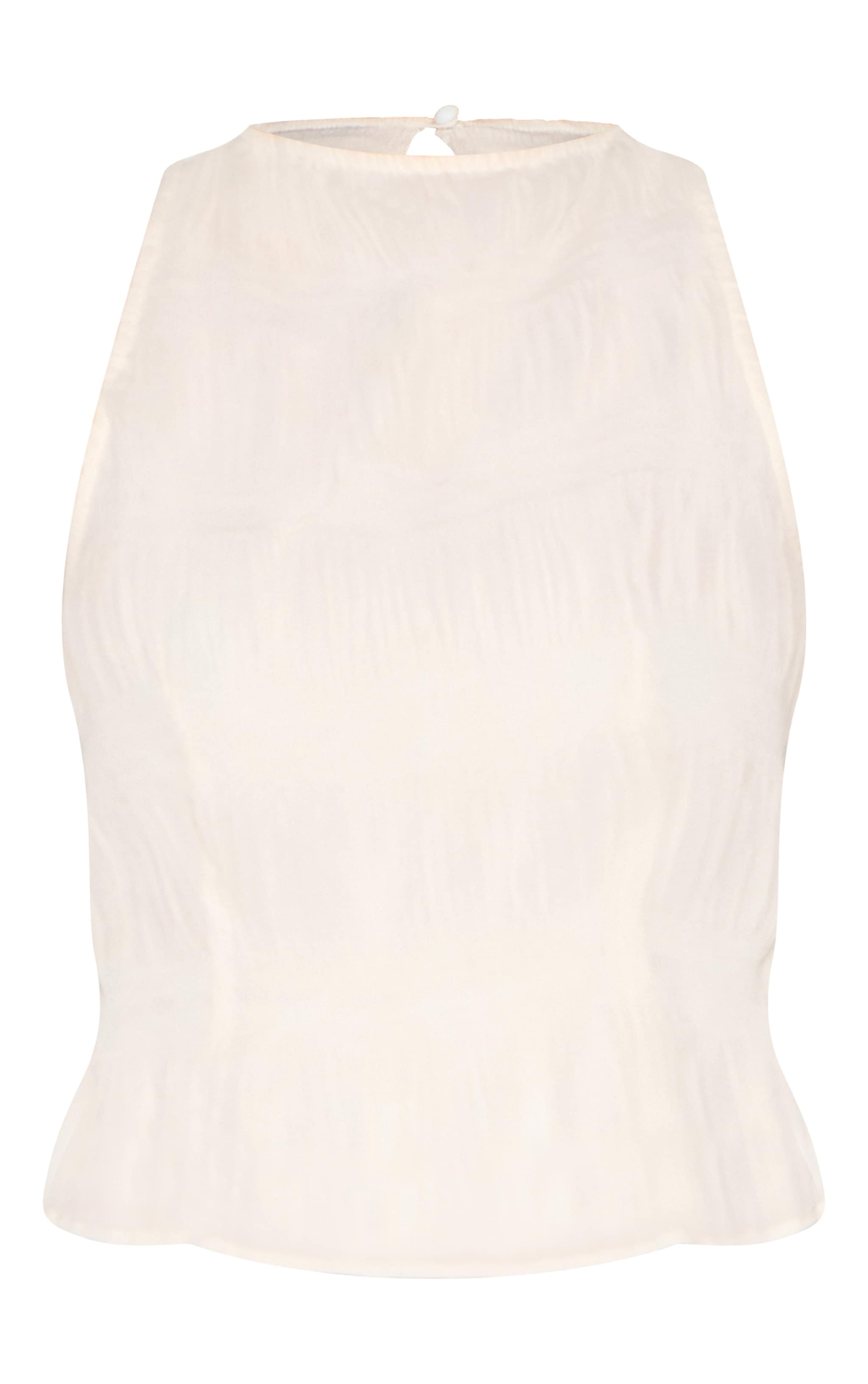 Cream Chiffon Textured High Neck Top image 5
