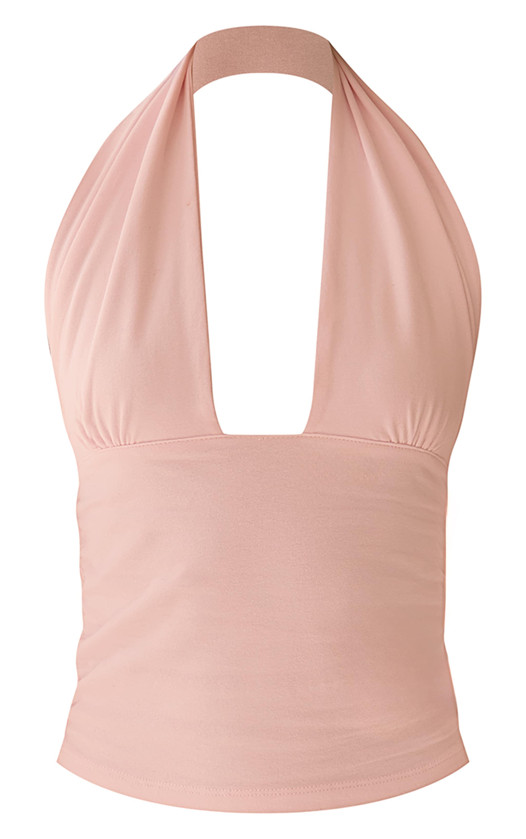 Light Pink Soft Cotton Plunge Sleeveless Top image 5