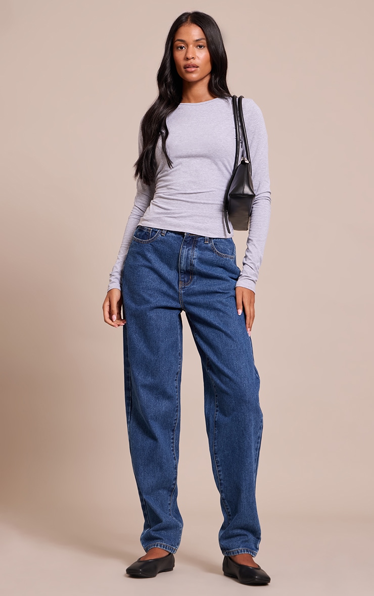 Tall Grey Marl Crew Neck Cotton Long Sleeve Top image 3