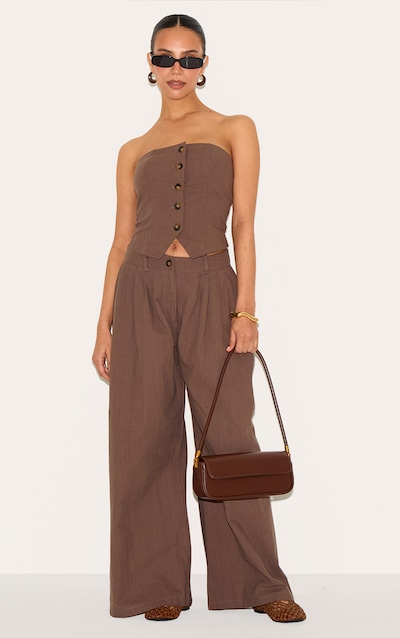 Petite Chocolate Woven Wide Leg Pants