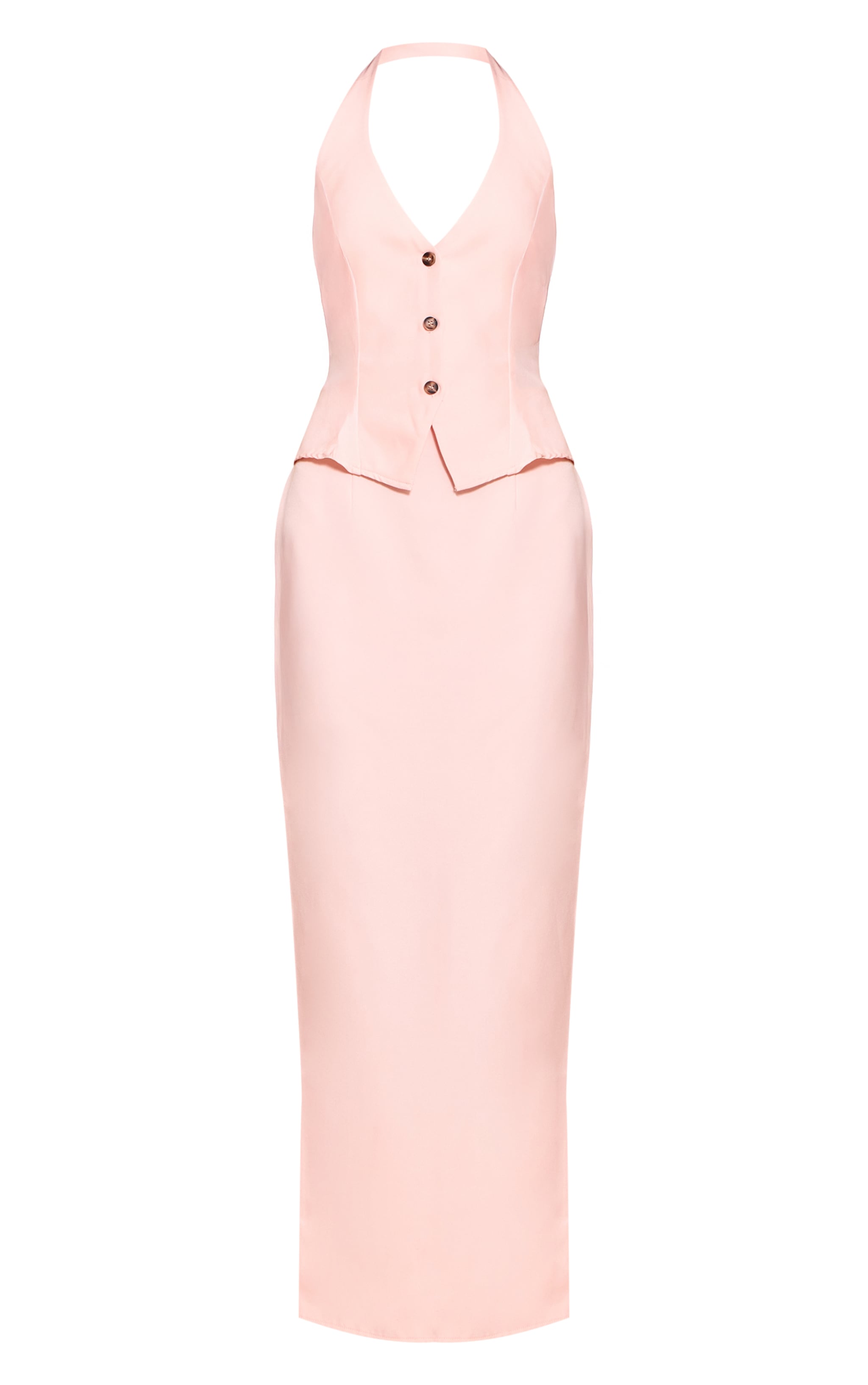 Baby Pink Waistcoat Detail Maxi Dress image 5