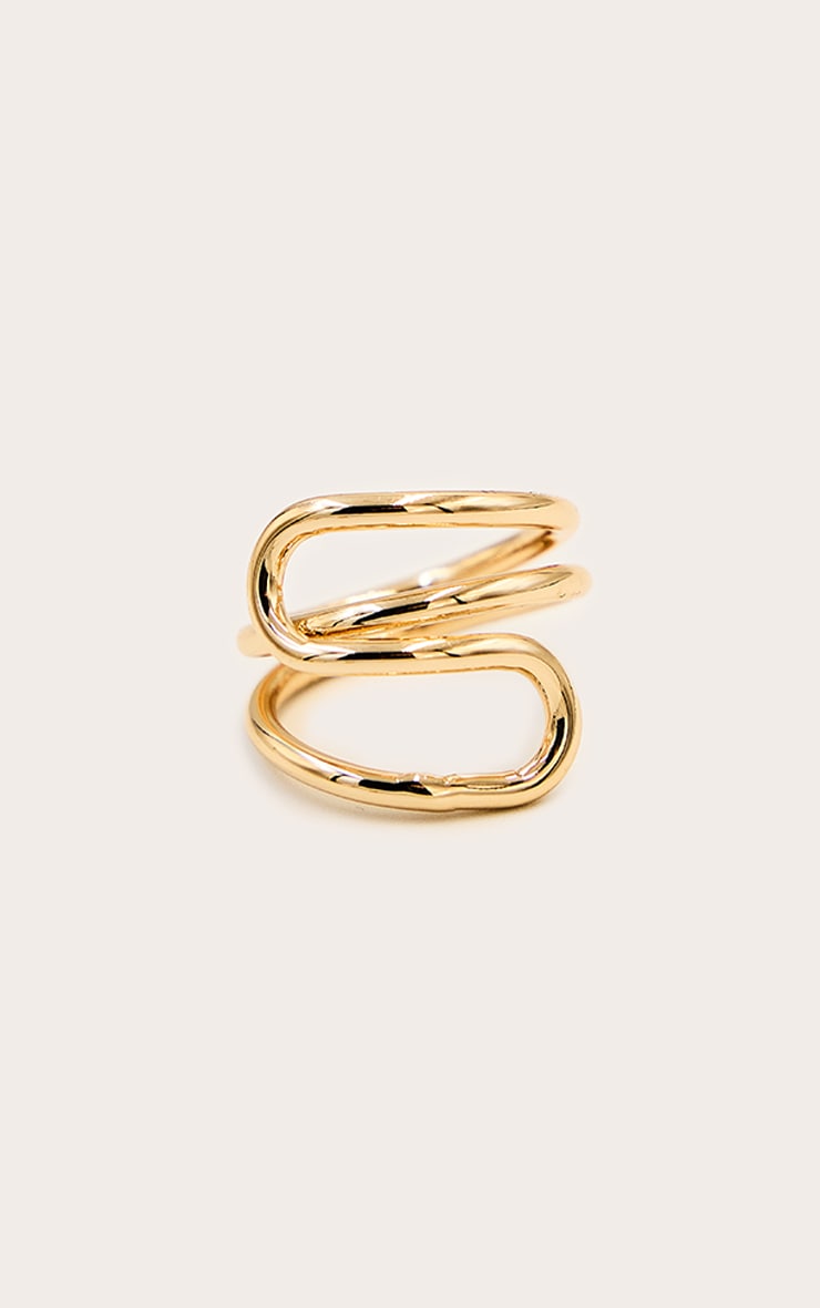 Gold Smooth Abstract Layered Swirl Ring image 2