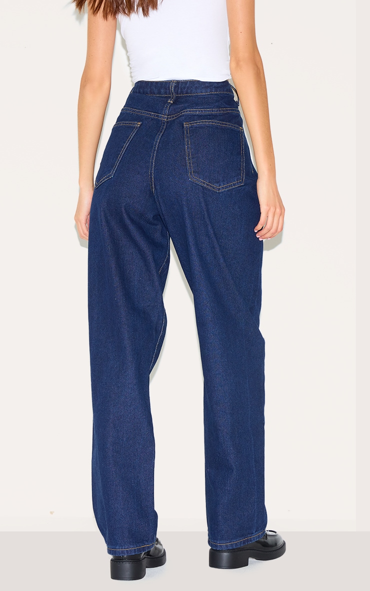 Indigo High Waist Boyfriend Jeans image 3