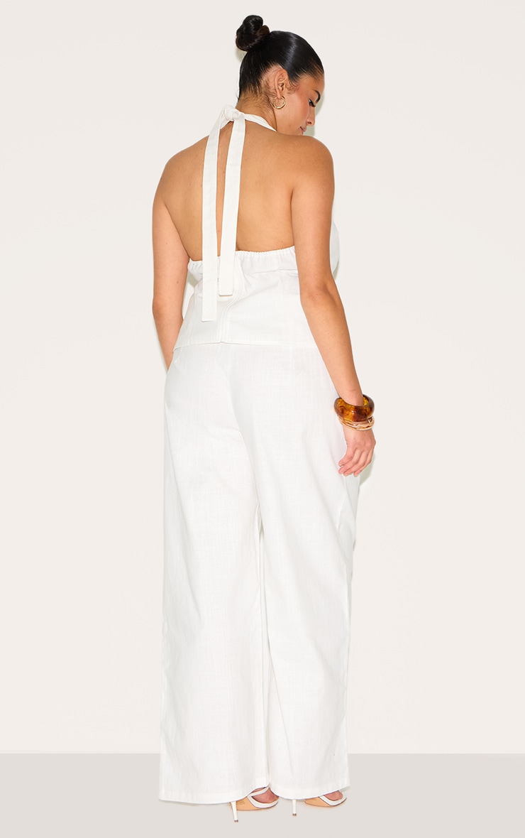 Plus White Linen Pintuck Pant image 3