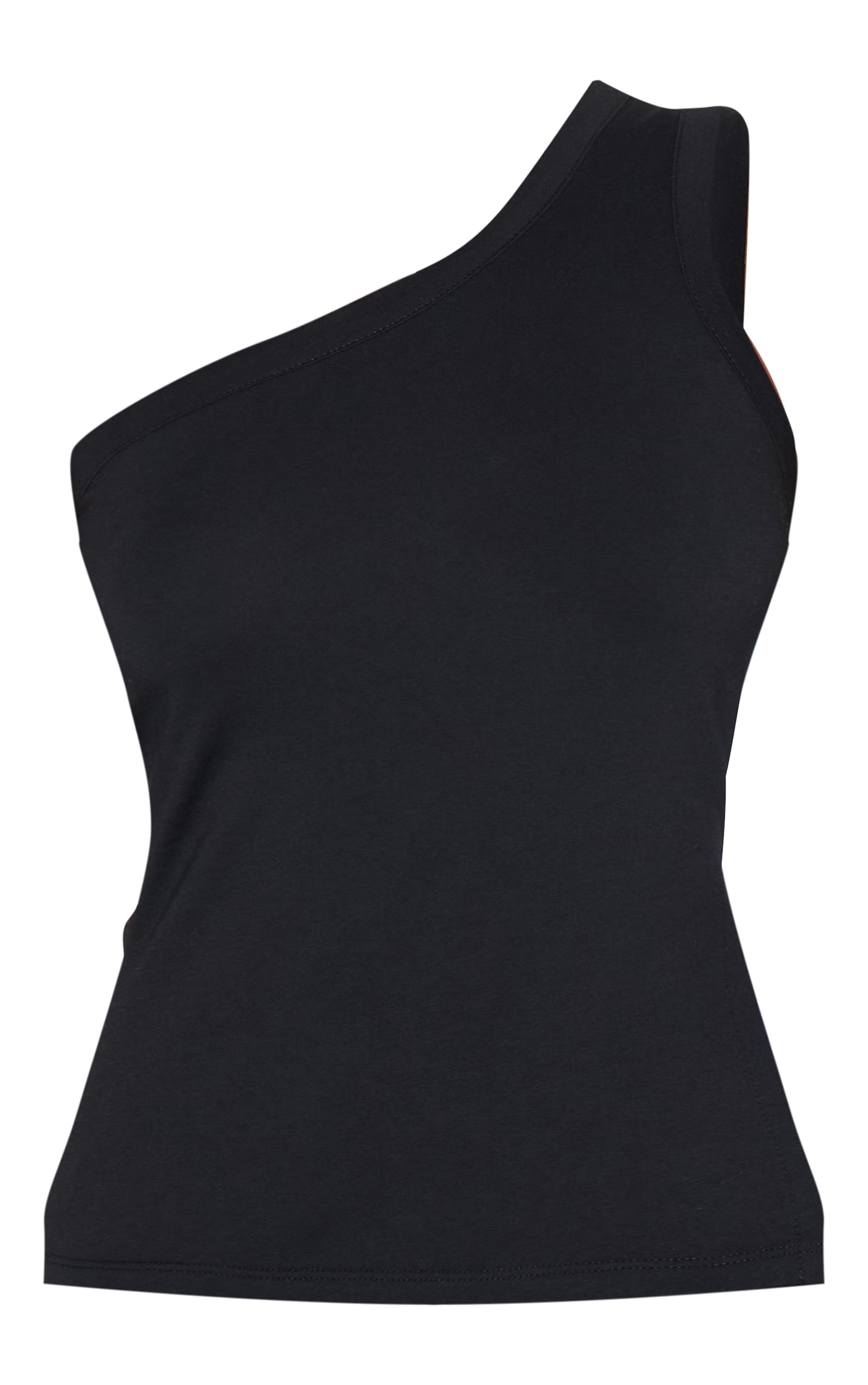 Black One Shoulder Long Vest Top image 1