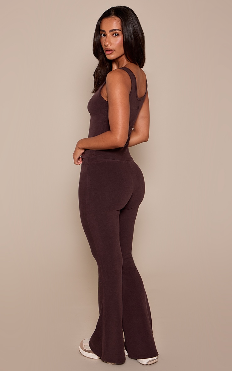 Petite Chocolate Basic Sculpt High Waist Flared Yoga Pants image 3