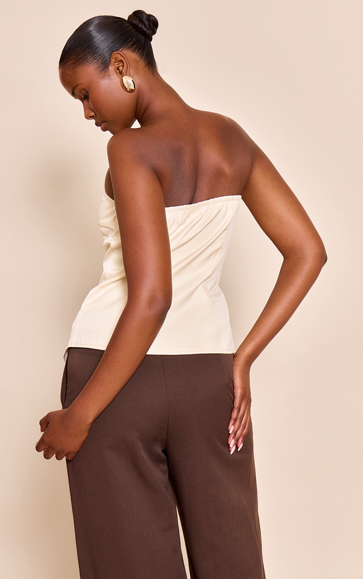 Cream Fitted Bandeau Button Vest image 2