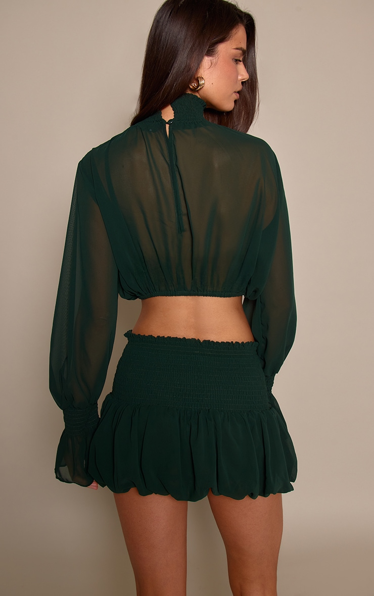 Green Sheer Shirred Floaty Skirt image 3