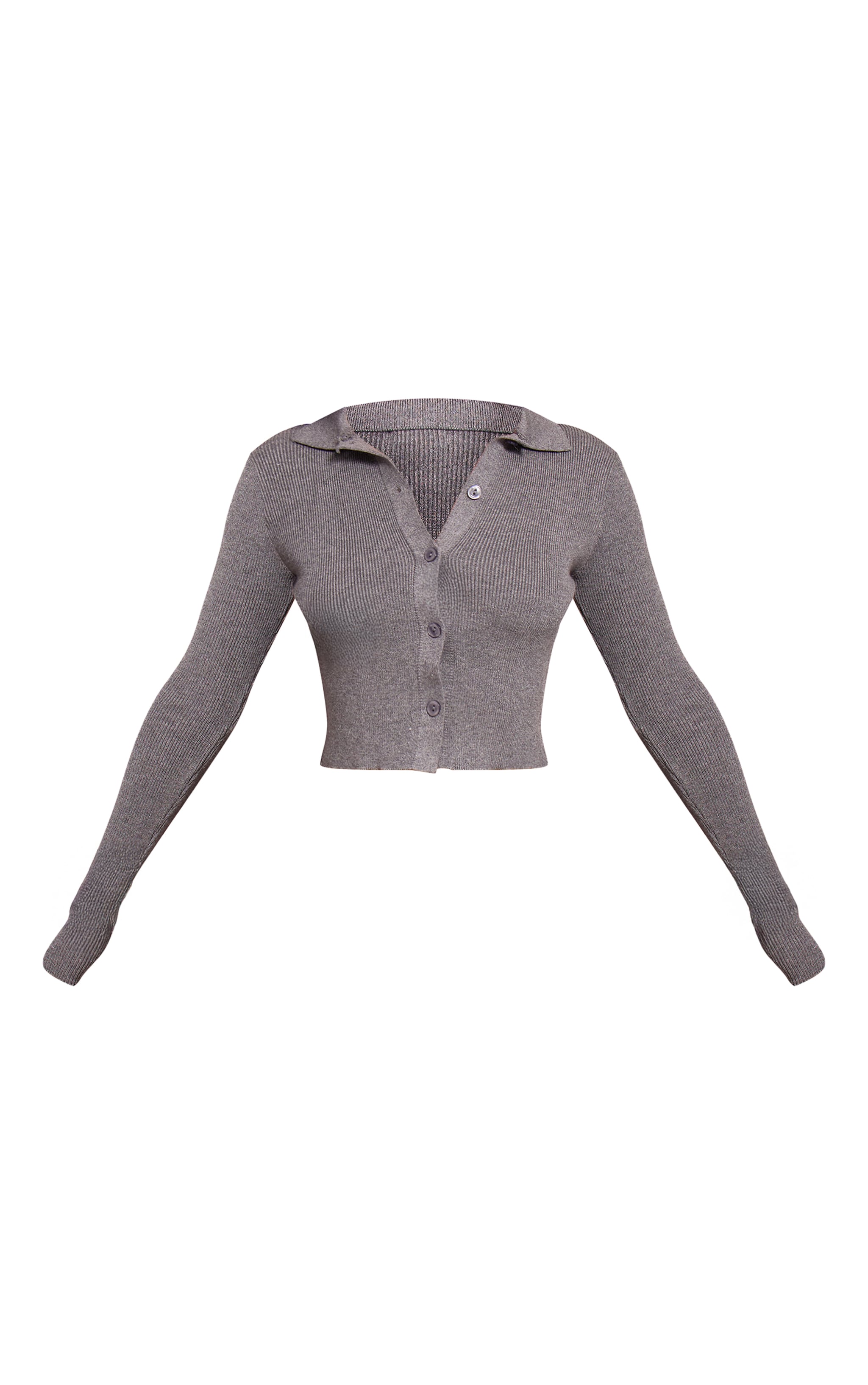 Petite Charcoal Knitted Button Up Cardigan image 5
