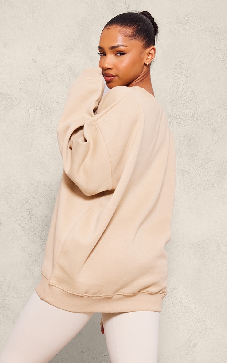 Sand Oversized Plain Fit Sweatshirt image 2