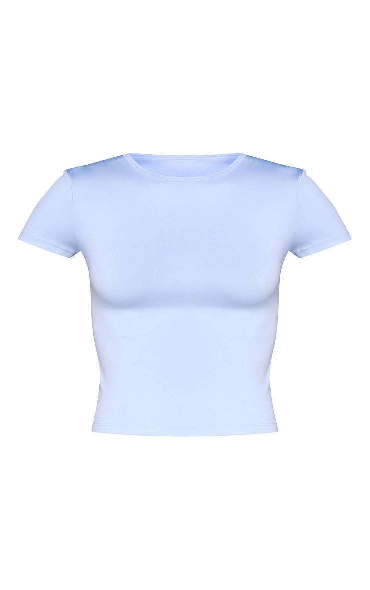 Powder Blue Soft Cotton Fitted Short Sleeve Top image 5