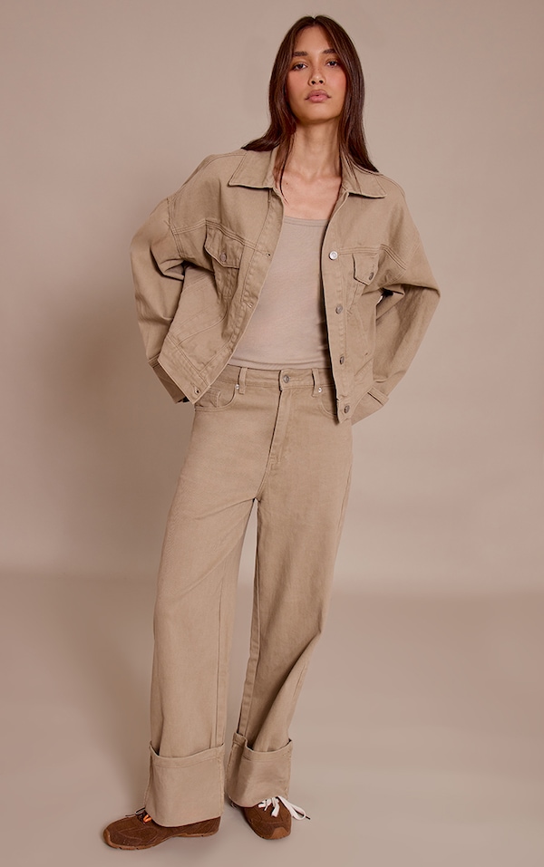 Stone Turn Up Hem Jeans
