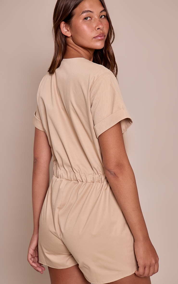 Beige Utility Tie Belt Playsuit image 2