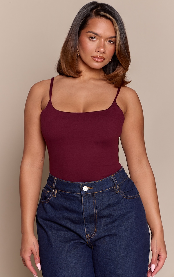 Shape Burgundy Sculpt Built In Bra Strappy Bodysuit
