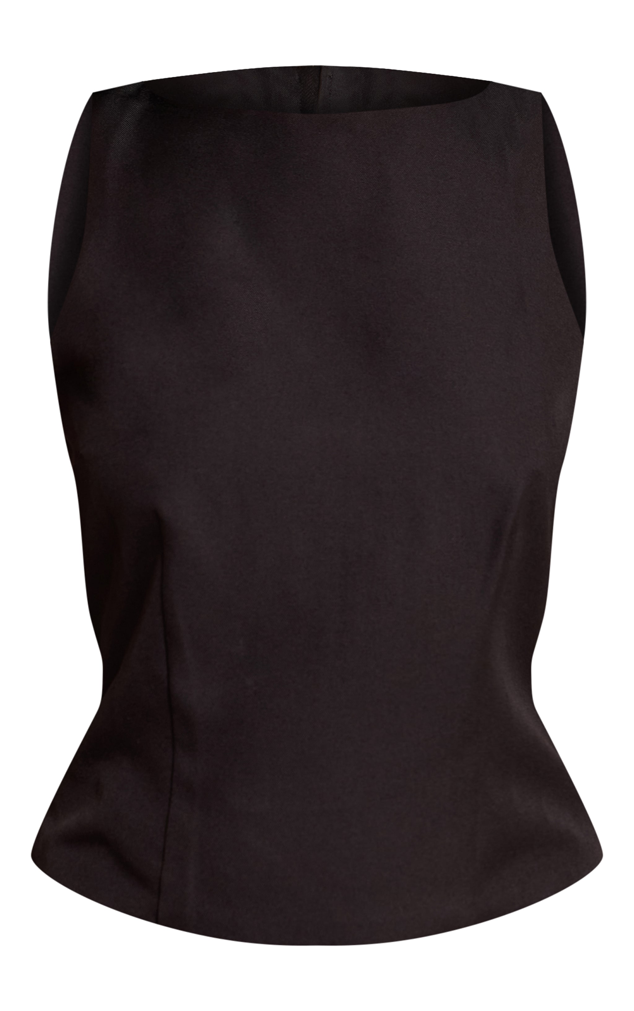 Petite Black Racer Neck Detail Top image 5