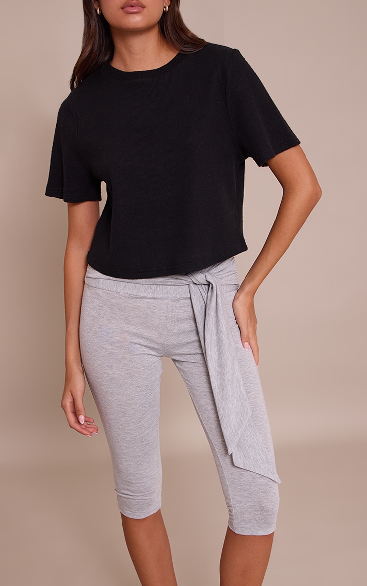 Grey Marl Jersey Wrap Waist Detail Capri image 2