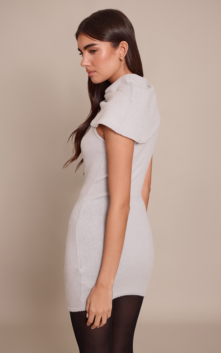 Grey Draped Scarf Detail Bodycon Dress image 2