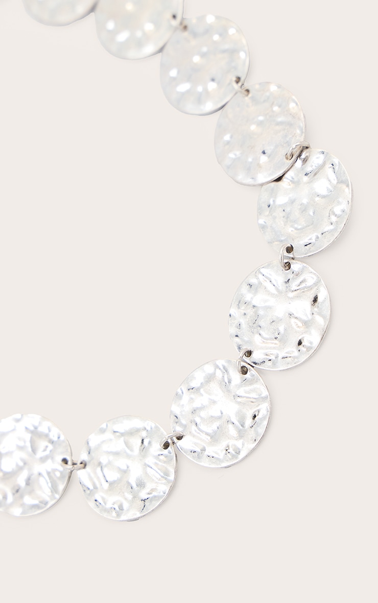 Silver Hammered Disc Necklace image 3