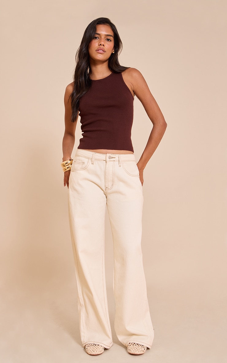 Chocolate Fine Knit Racer Neck Top image 3