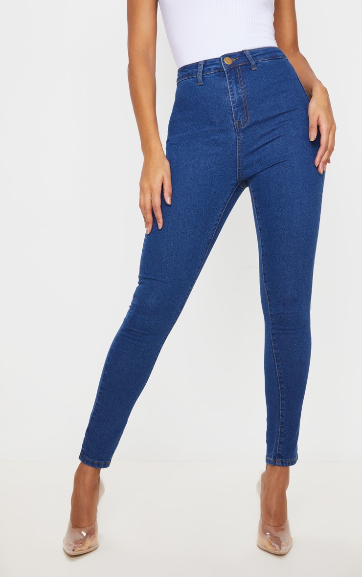 Jean skinny disco moyennement délavé basique taille haute image 2