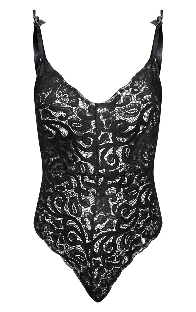 Black Tie Strap Lace Body Lingerie PrettyLittleThing