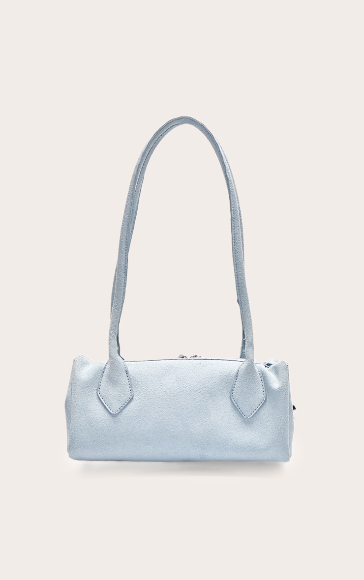 Sac à main bowling en suédine bleu poudré image 1