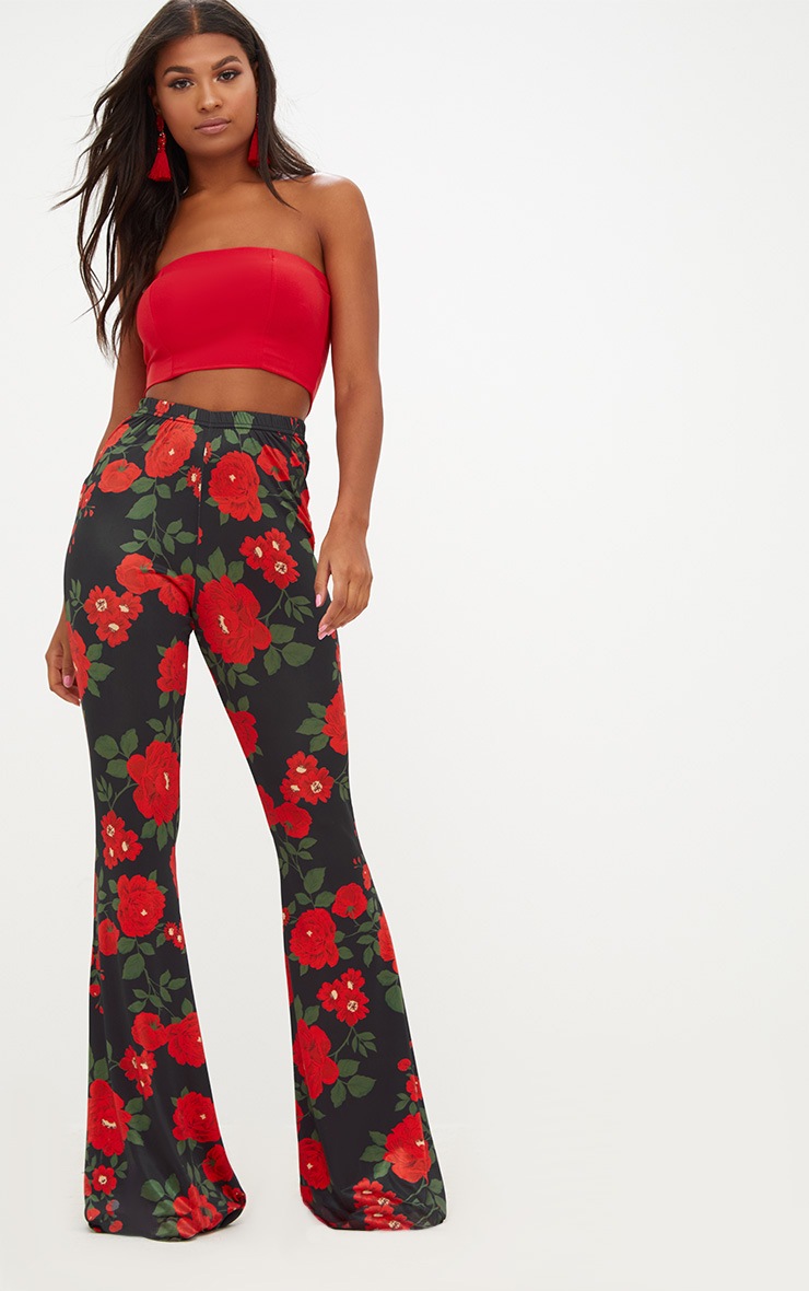 floral flared trousers