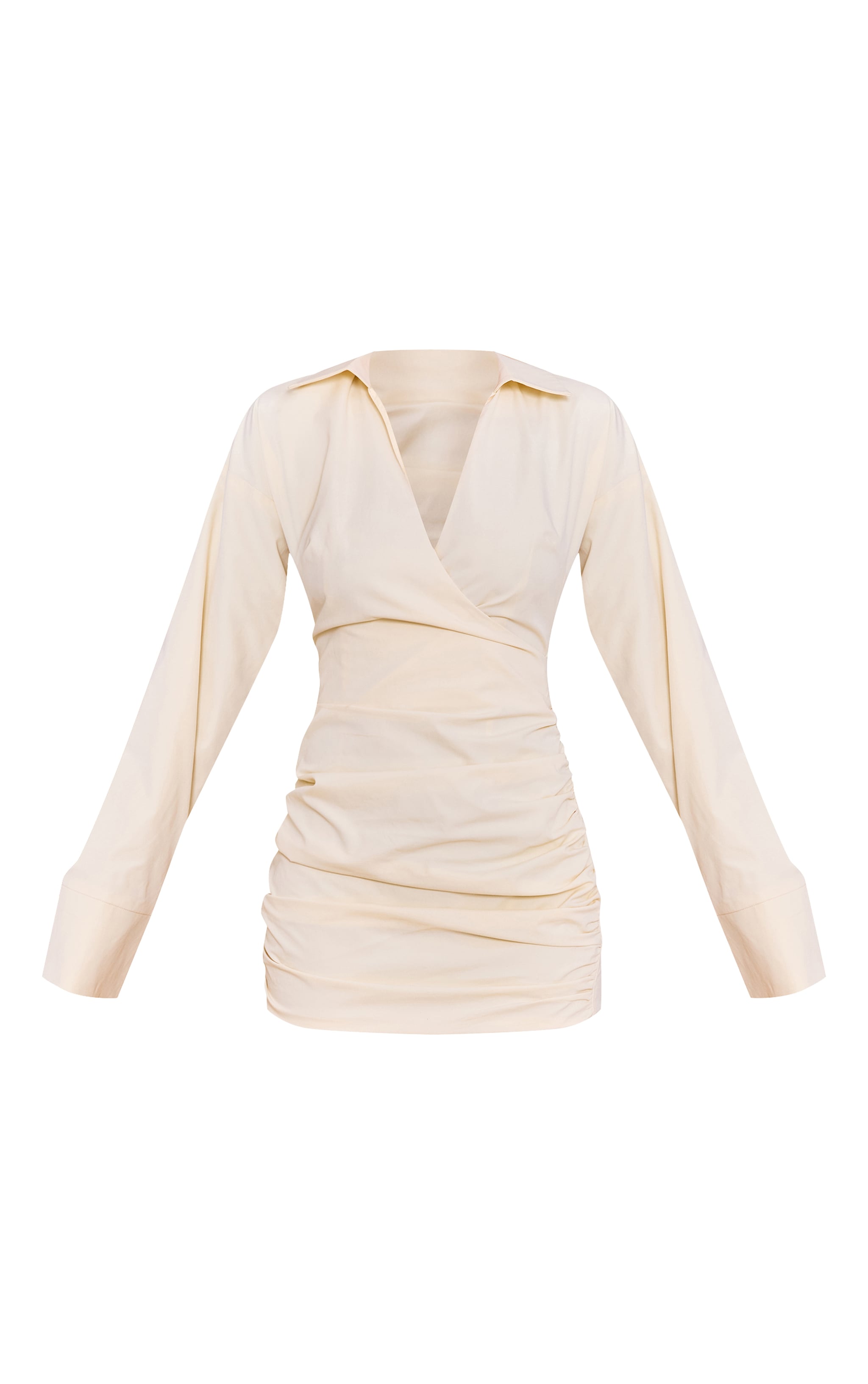 Butter Yellow Plunge Deep Cuff Shirt Dress image 5