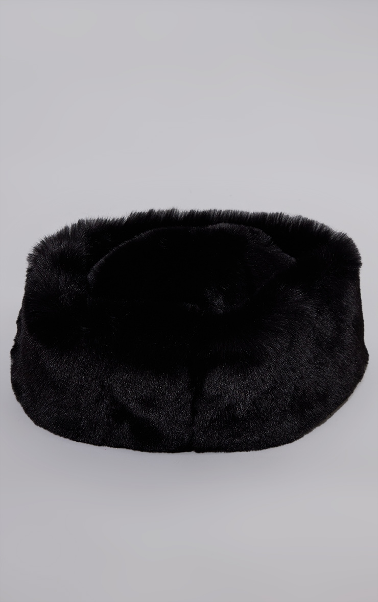 Black Soft Faux Fur Beanie image 2