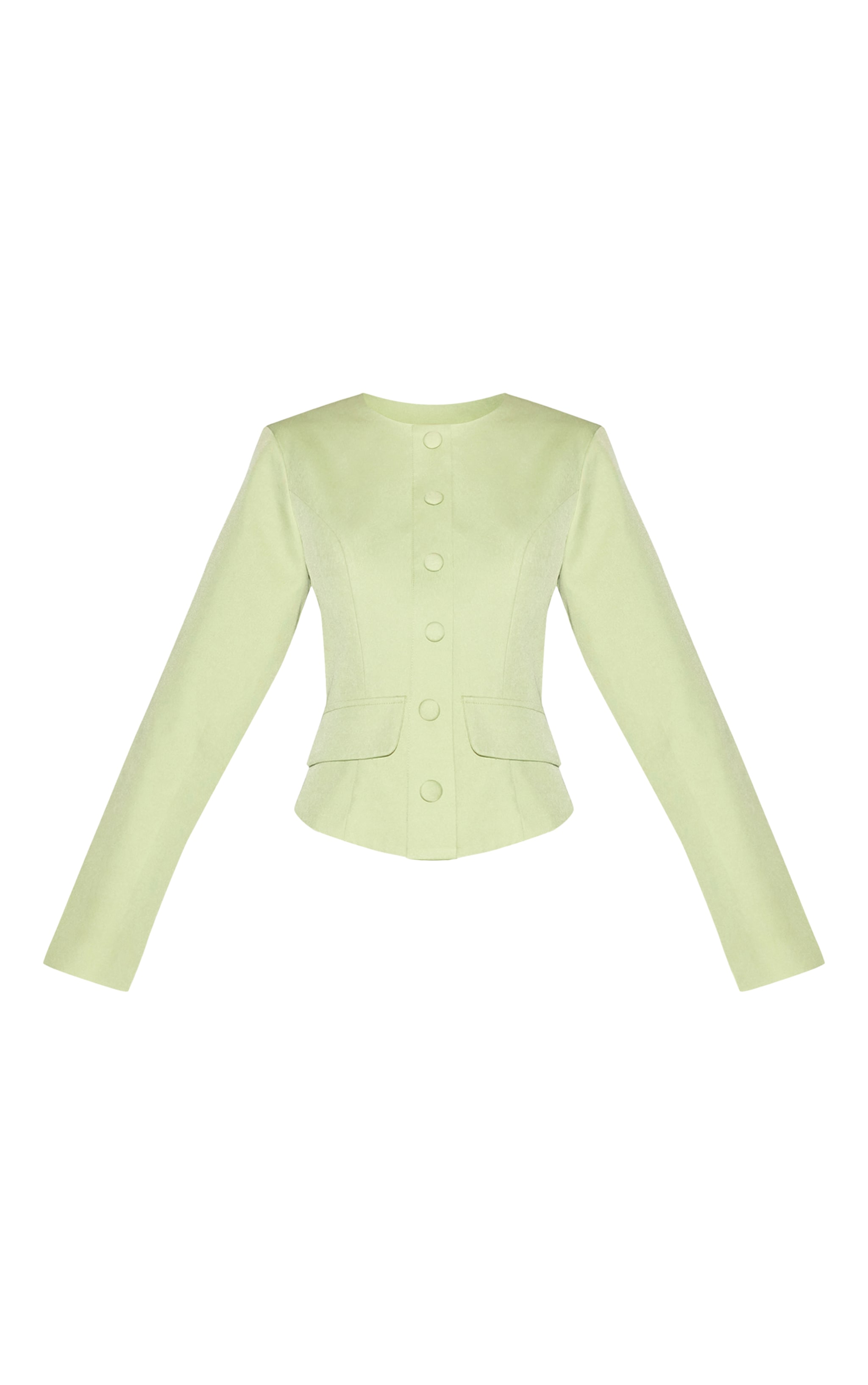 Pale Lime Woven Tailored Button Up Mini Dress image 5
