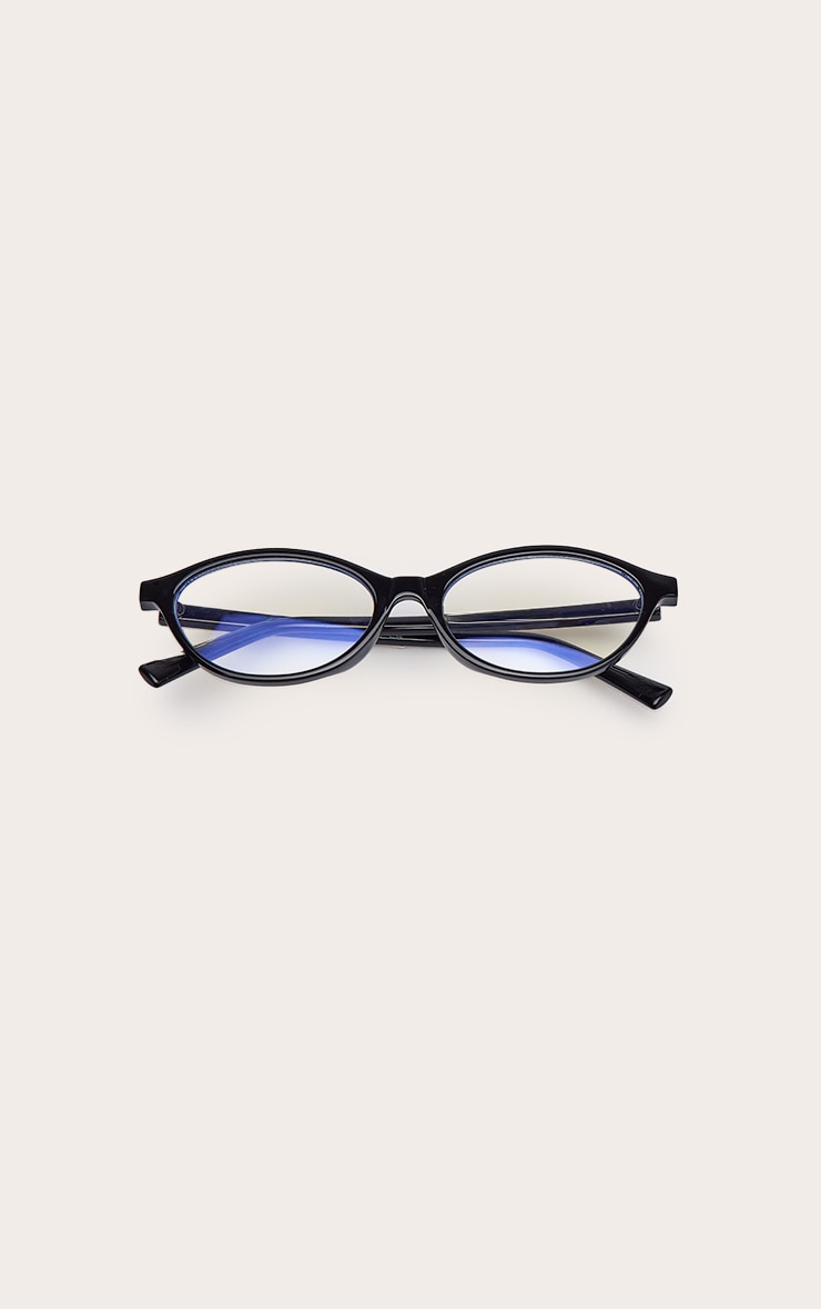 Black Skinny Oval Blue Light Readers image 2