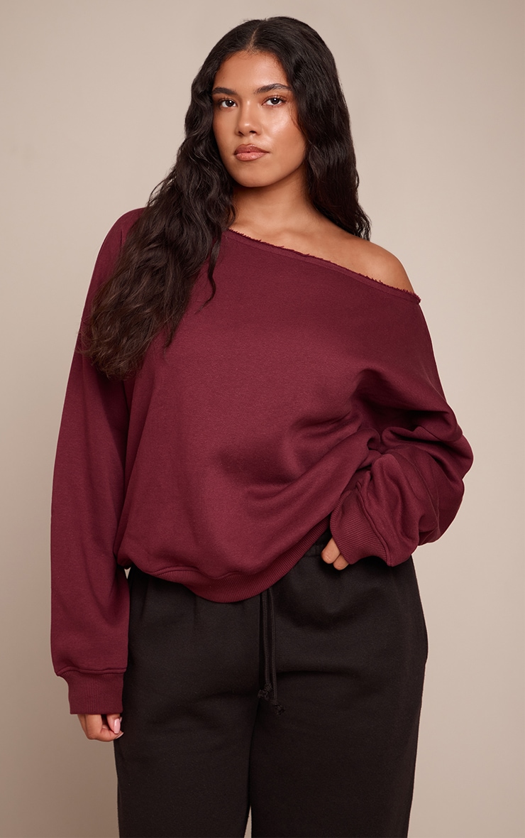 Shape Burgundy Sweat Raw Edge Slouch Sweatshirt image 1