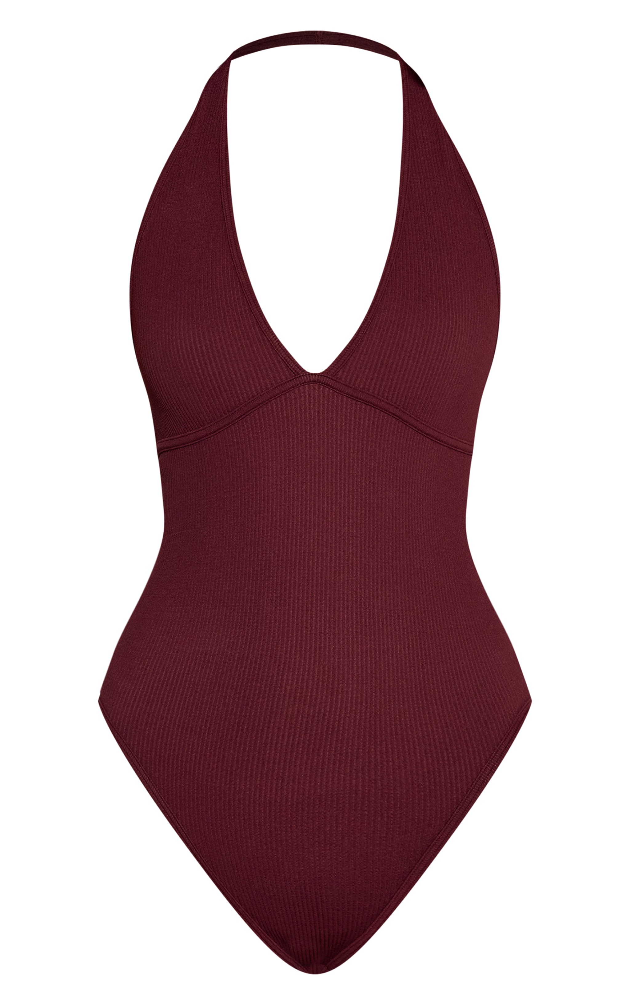 Wine Contour Rib Halterneck Bodysuit image 5