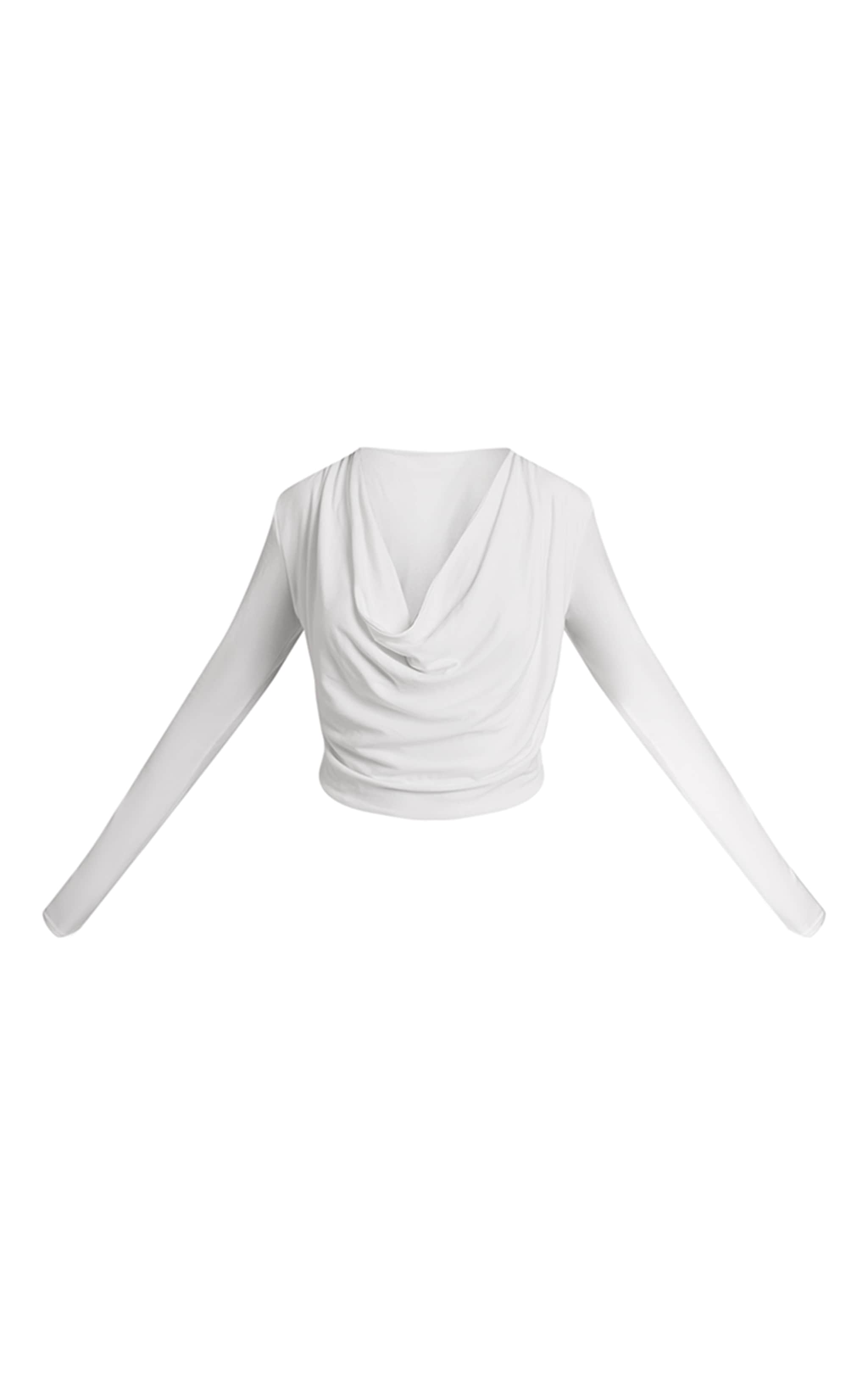 White Soft Touch Cowl Long Sleeve Top image 5