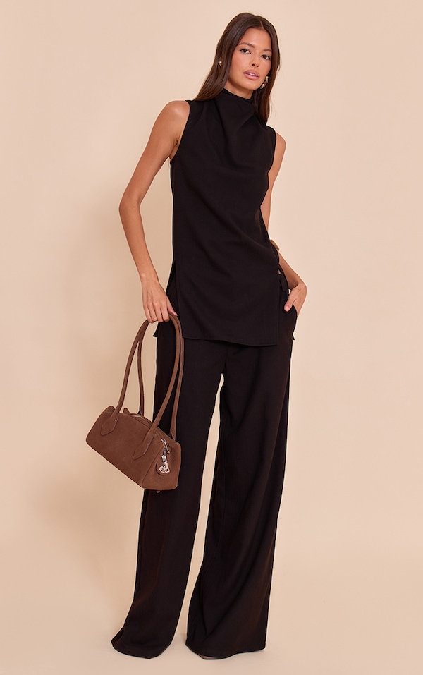 Pantalon tailleur large noir