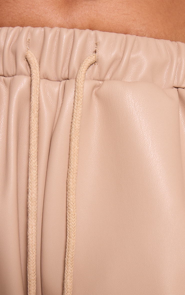 Petite Stone Faux Leather Elasticated Wide Leg Pants image 4